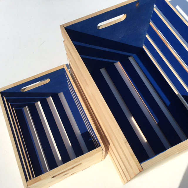 CRATE, Slatted - Blue (Large 42x56x38cm H) or CRA0043 - CRATE, Slatted - Blue (Small 30x40x20cm H)